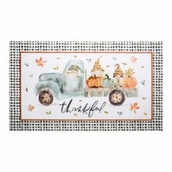 Hot Sale ❤️ Primitives By Kathy White & Black 'Thankful' Harvest Truck Rug ❤️