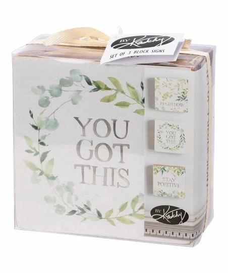 New π Primitives By Kathy White & Green 'You Got This' Box Sign - Set Of Three π§¨