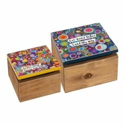 Best Pirce 👍 Primitives By Kathy Blue & Yellowe 'Good Vibes' Floral Decorative Box Set ✔️