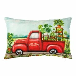 Cheap 😀 Primitives By Kathy Red 'Green Thumb Nursery' Pickup Truck Throw Pillow ❤️