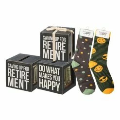 Best deal 🤩 Primitives By Kathy Black & Gold 'Saving Up For Retirement' Bank & 🧦 Socks Set - Adult ⌛