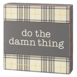 Top 10 👏 Primitives By Kathy Gray & Yellow 'Do The Damn Thing' Plaid Block Sign 🥰