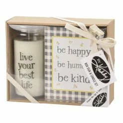 Best Sale 🔔 Primitives By Kathy Gray & Yellow "Be Happy" Box Sign & Candle 👏