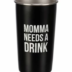 Best Sale ✔️ Primitives By Kathy Black Stainless Steel 'Momma Needs A Drink' Tumbler 🎁