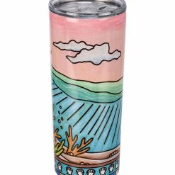 Wholesale 🥰 Primitives By Kathy Pink & Blue Coral Coffee Tumbler 😀