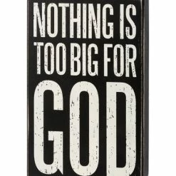 Discount ⌛ Primitives By Kathy Black & White 'Nothing Is Too Big For God' Block Sign ⌛