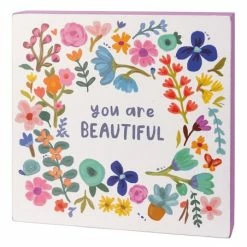 Best Pirce 🤩 Primitives By Kathy White & Pink 'You Are Beautiful' Box Sign ❤️