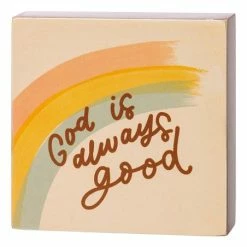 Wholesale 👏 Primitives By Kathy Yellow & Brown 'God Is Always Good' Box Sign 🤩