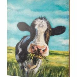 Wholesale 🎉 Primitives By Kathy Blue & Green Cow With A Mouthful Box Sign 🎉