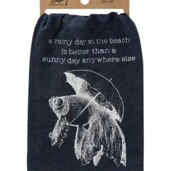 Promo 💯 Primitives By Kathy Black & White Fish 'Rainy Day' Dish Towel 🎁
