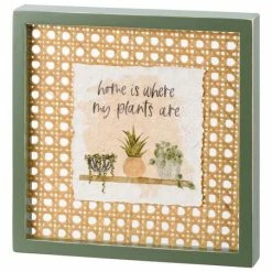 Best Pirce 💯 Primitives By Kathy Green & Khaki Rattan 'Home Is Where My Plants Are' Inset Box Sign 👏