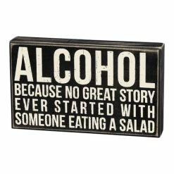 Best reviews of ✨ Primitives By Kathy Black & White 'No Story Started With Salad' Box Sign 🔥