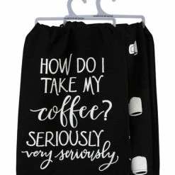 Discount 🎁 Primitives By Kathy Black & White 'How Do I Take My Coffee' Dish Towel 🎉