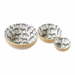 Brand new 🎁 Primitives By Kathy Yellow & White Zebra Bowl Set ✨