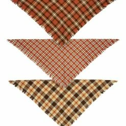 Hot Sale 👏 Primitives By Kathy Orange & White Plaid Medium Pet Bandanna Set ⌛