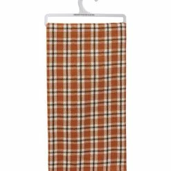 Best Pirce 🤩 Primitives By Kathy Orange & White Plaid Dish Towel 😀