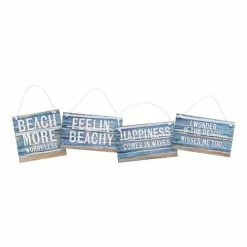 Wholesale 🎉 Primitives By Kathy Blue & White 'Beach More' Box Sign - Set Of Four 👍