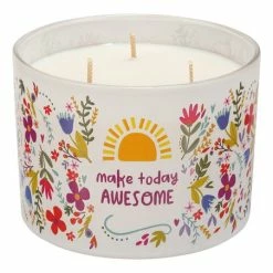 Outlet 🎉 Primitives By Kathy White & Yellow Floral Sun 'Today Awesome' Jar Candle 😀
