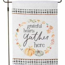 Brand new 🎁 Primitives By Kathy White & Yellow 'Grateful Hearts Gather Here' Garden Flag 😍