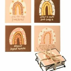 Buy 👏 Primitives By Kathy Light Pink Rainbows Coaster Set ❤️