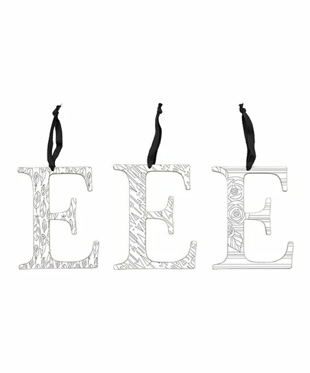 Flash Sale π Primitives By Kathy White Floral & Arrow 'E' Ornament - Set Of Three β¨