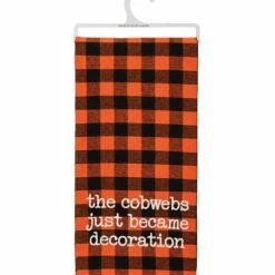 Best Sale ✔️ Primitives By Kathy Orange & Black Plaid 'Cobweb Decoration' Dish Towel 🧨