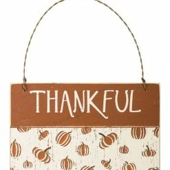 Best reviews of 🎉 Primitives By Kathy Brown & White Pumpkin 'Thankful' Wall Sign 👏
