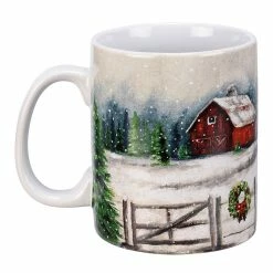 Cheapest 😀 Primitives By Kathy White & Green Winter Farm Mug ⌛