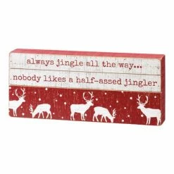 Best deal 🥰 Primitives By Kathy Red & White Reindeer 'Jingle All The Way' Box Sign ✔️