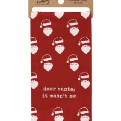 Promo ⭐ Primitives By Kathy Red & White Santa Face 'Dear Santa' Dish Towel 👍