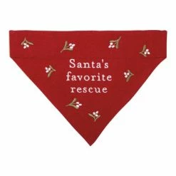 Budget ✔️ Primitives By Kathy Red & White Floral 'Santa's Favorite Rescue' Pet Bandana Collar 👍