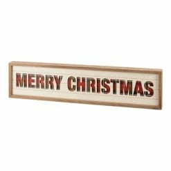 Best reviews of 💯 Primitives By Kathy Beige & Plaid 'Merry ❄ Christmas' Inset Slat Box Sign ✨
