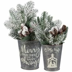 Best Pirce 🎉 Primitives By Kathy Gray & Green Faux-Snow Pine Bucket Décor Set 🧨