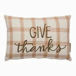 Hot Sale 👍 Primitives By Kathy Orange & White Plaid 'Give Thanks' Throw Pillow 🥰