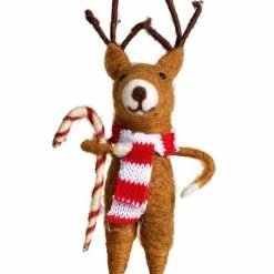 Best deal 🧨 Primitives By Kathy Brown & White Reindeer & 🍬 Candy Cane Plush Figurine 😀