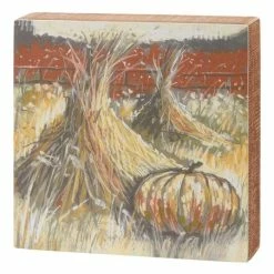 Outlet 👍 Primitives By Kathy Brown Haystacks Wood Block Sign ❤️