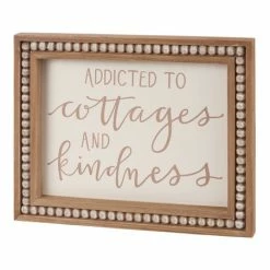 Budget ❤️ Primitives By Kathy Cream & Brown 'Addicted To Cottages' Framed Wall Sign 🎉