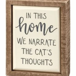 Promo ✨ Primitives By Kathy Cream & Brown 'Cat's Thoughts' Box Sign ⌛