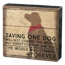 Hot Sale 😉 Primitives By Kathy 'Saving One 🦮 Dog' Box Sign 🧨
