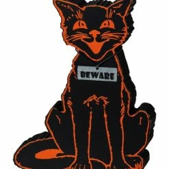 Discount 😉 Primitives By Kathy Black & Orange 'Beware' Cat Shelf Sitter 🌟