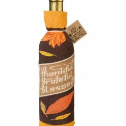 Discount 👍 Primitives By Kathy Brown & Orange Leaf 'Thankful Grateful Blessed' Bottle Sock 🎉