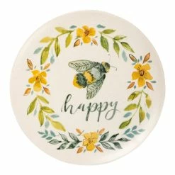 Best deal 😀 Primitives By Kathy White & Yellow Floral 'Be Happy' Decorative Plate 🔥