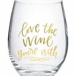 Deals 😉 Primitives By Kathy Clear & Goldtone 'Love The Wine' Wine Glass ⌛