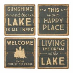 Deals 🛒 Primitives By Kathy 'Our Neck Of The Woods' Board Coaster - Set Of Four 🎉