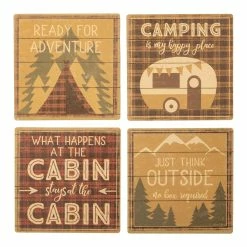 Promo 🌟 Primitives By Kathy Brown Camp Coaster - Set Of Four 😀