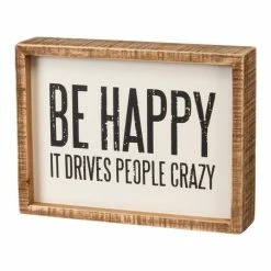 Top 10 😉 Primitives By Kathy White 'Be Happy' Framed Block Sign 💯