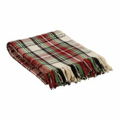 Flash Sale 🤩 Primitives By Kathy Cream & Red Plaid Fringe Throw 🎉