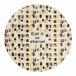 Best Pirce 👍 Primitives By Kathy Yellow & Black 'Eat It Or Starve' Plate ❤️