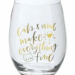 Best Sale 👏 Primitives By Kathy 'Cats And Wine' Stemless Wineglass 🔥