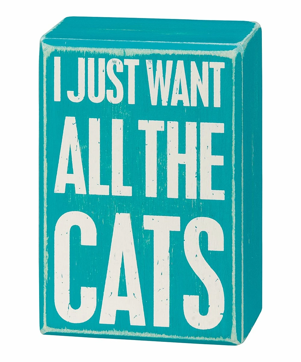 Best deal β Primitives By Kathy Blue Cat 𧦠Socks & 'Want All The Cats' Box Sign - Adult π₯ - Image 3